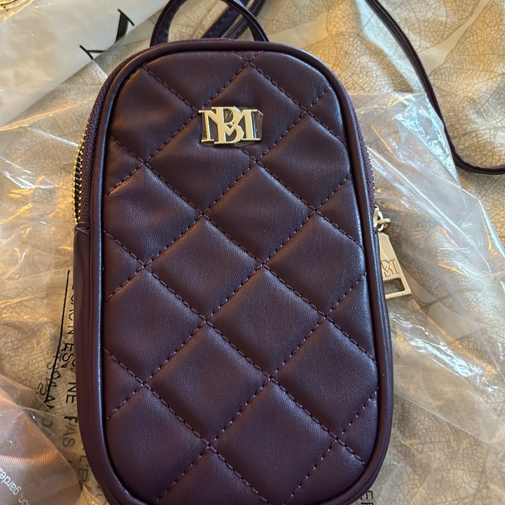 NWT Bagley Mishka quilted Crossbody removable strap purple